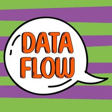 Handwriting text Data Flow. Business overview the movement of data through a イラスト素材