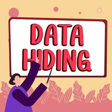 Handwriting text Data Hiding. Word for Secretly embedding data in graphics Stock Illustration