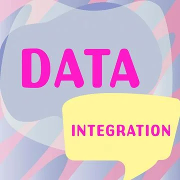 Handwriting text Data Integration. Business concept involves combining data Stock Illustration