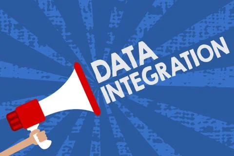 Handwriting text Data Integration. Concept meaning combination of technical and Stock Illustration