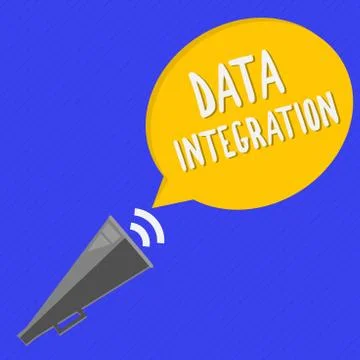 Handwriting text Data Integration. Concept meaning combination of technical and Stock Illustration