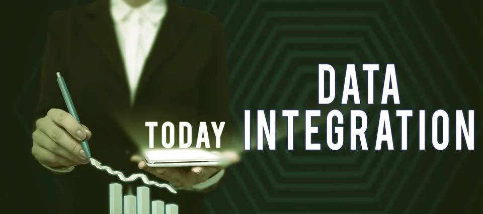 Handwriting text Data Integration. Word Written on involves combining data Foto stock