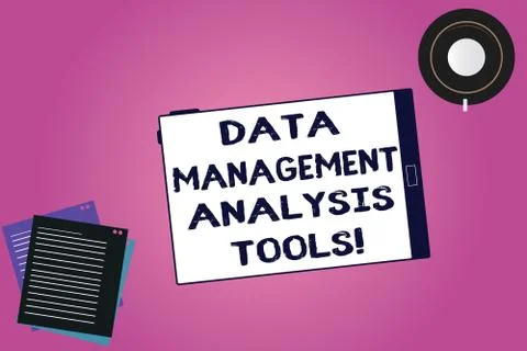 Handwriting text Data Management Analysis Tools. Concept meaning Business Stock Illustration