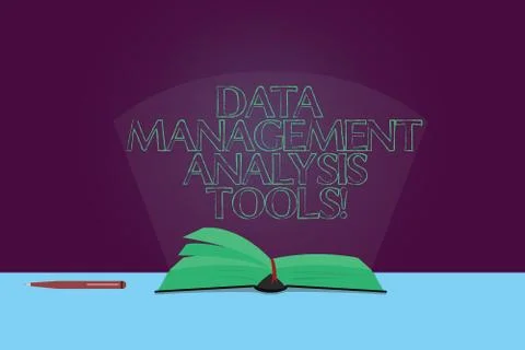 Handwriting text Data Management Analysis Tools. Concept meaning Business Illustrazione stock