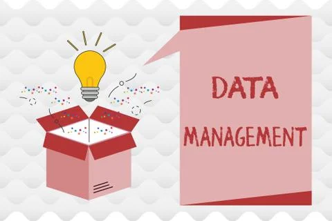 Handwriting text Data Management. Concept meaning The practice of organizing and 스톡 일러스트