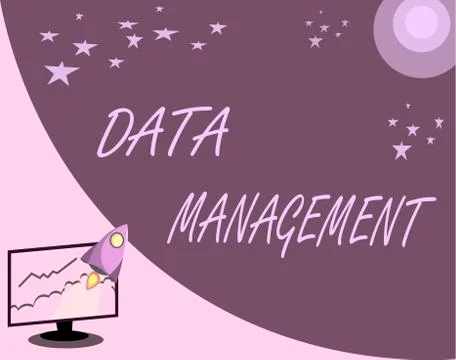 Handwriting text Data Management. Concept meaning The practice of organizing  스톡 일러스트