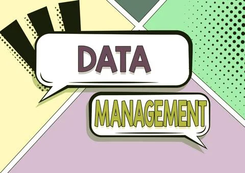 Handwriting text Data ManagementThe practice of organizing and maintaining data Stock Illustration