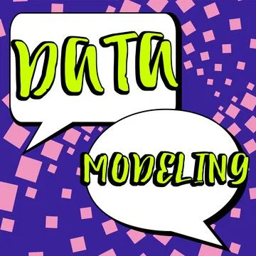 Handwriting text Data Modeling. Business approach process of transferring data Stock Illustration