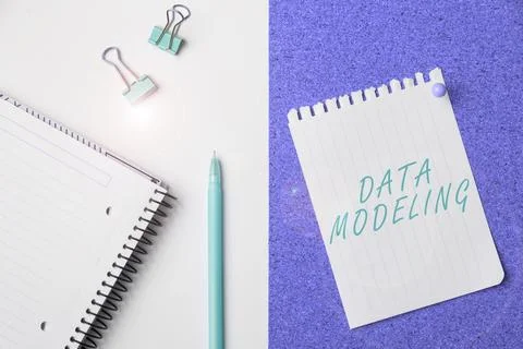 Handwriting text Data Modeling. Business approach process of transferring data 스톡 사진