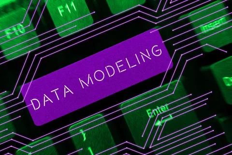 Handwriting text Data Modeling. Business concept process of transferring data 스톡 사진