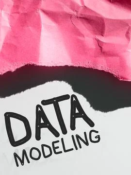 Handwriting text Data Modeling. Concept meaning process of transferring data Stock Photos