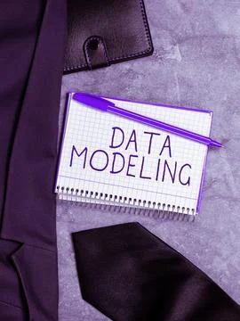 Handwriting text Data Modeling. Concept meaning process of transferring data Stock Photos