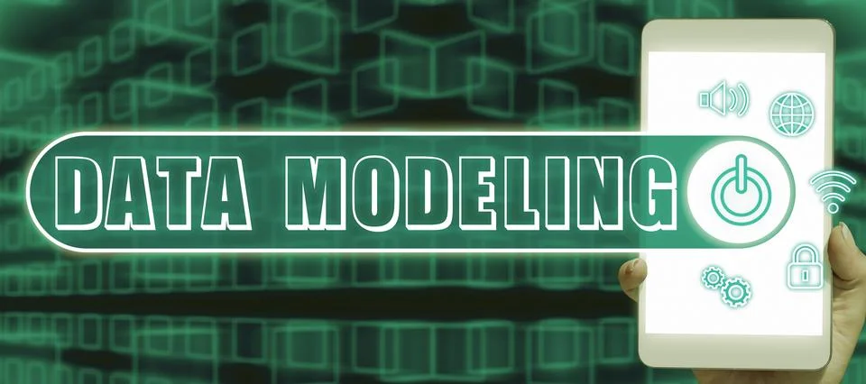 Handwriting text Data Modeling. Internet Concept process of transferring data Stock Photos