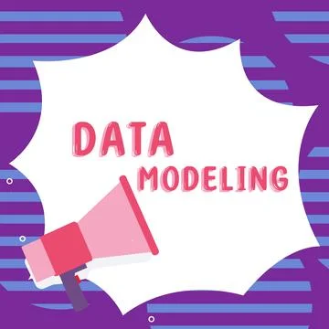 Handwriting text Data Modeling. Word for process of transferring data between Stock Illustration