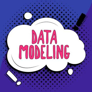 Handwriting text Data Modeling. Word for process of transferring data between Stock Illustration