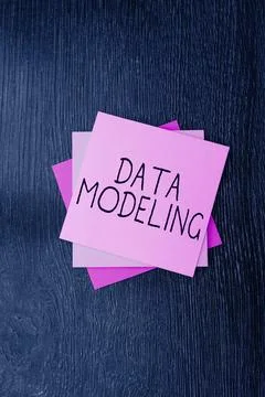 Handwriting text Data Modeling. Word Written on process of transferring data Foto stock