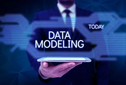 Handwriting text Data Modeling. Word for process of transferring data between Stock Photos