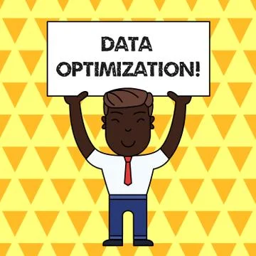 Handwriting text Data Optimization. Concept meaning process that prepares the Stock Illustration