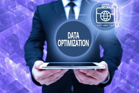 Handwriting text Data Optimization. Word Written on process that prepares the Stock Photos