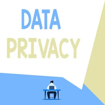 Handwriting text Data Privacy. Concept meaning protection of sensitive data from Illustrazione stock