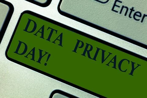 Handwriting text Data Privacy Day. Concept meaning date in January to raise Stock Photos