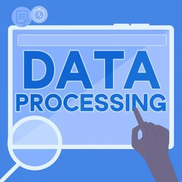 Handwriting text Data Processing. Conceptual photo collection and manipulatio Illustrazione stock