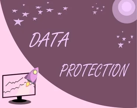 Handwriting text Data Protection. Concept meaning Protect IP addresses and Stock Illustration