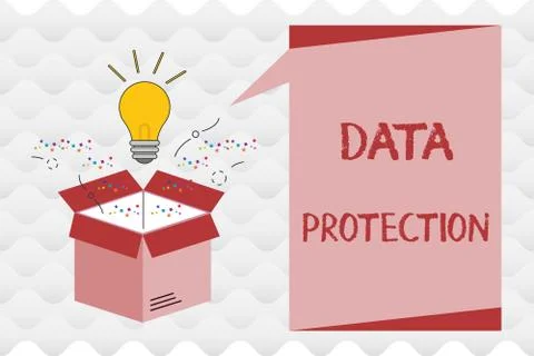 Handwriting text Data Protection. Concept meaning Protect IP addresses and Stock Illustration
