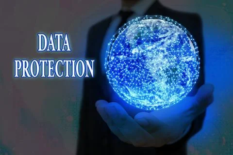 Handwriting text Data Protection. Concept meaning Protect IP addresses and an Stock Photos