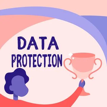 Handwriting text Data Protection. Word Written on safeguarding information away Stock Illustration