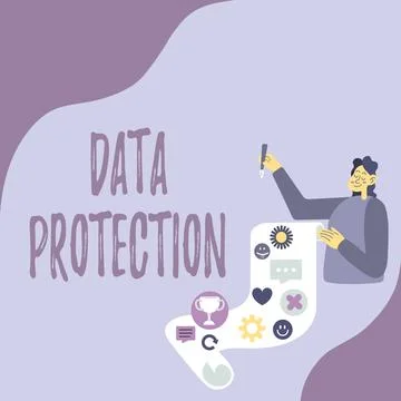 Handwriting text Data Protection. Word for Protect IP addresses and personal Stock Illustration