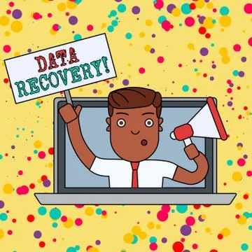 Handwriting text Data Recovery. Concept meaning process of salvaging Illustrazione stock