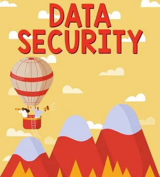 Handwriting text Data Security. Word for Confidentiality Disk Encryption Backups Stock Illustration