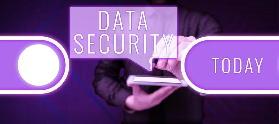 Handwriting text Data Security. Word for Confidentiality Disk Encryption Backups Photos