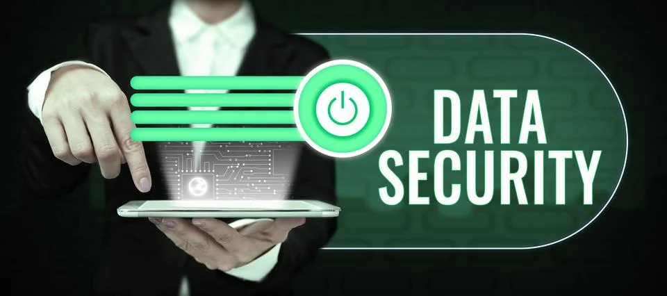 Handwriting text Data Security. Word for Confidentiality Disk Encryption Backups Stock Photos