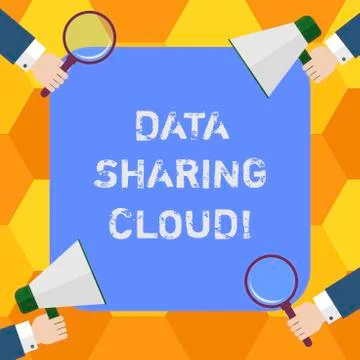Handwriting text Data Sharing Cloud. Concept meaning using internet technologies Stock Illustration