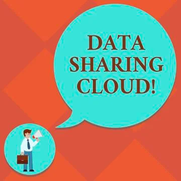 Handwriting text Data Sharing Cloud. Concept meaning using internet technologies Stock Illustration