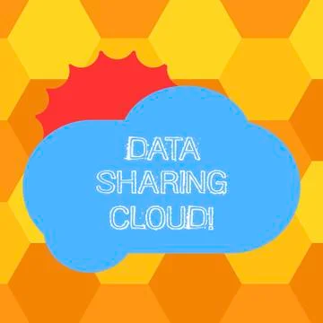 Handwriting text Data Sharing Cloud. Concept meaning using internet technologies Stockillustratie