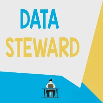 Handwriting text Data Steward. Concept meaning responsible for utilizing an 스톡 일러스트