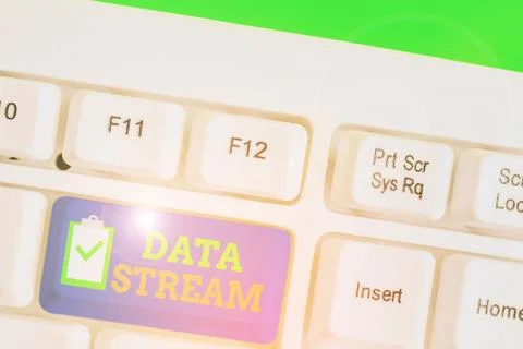 Handwriting text Data Stream. Concept meaning sequence of digitally encoded Stock Photos