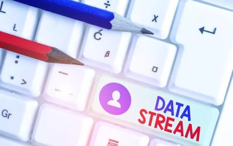 Handwriting text Data Stream. Concept meaning sequence of digitally encoded 스톡 사진