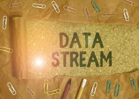 Handwriting text Data Stream. Concept meaning sequence of digitally encoded Foto stock
