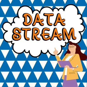 Handwriting text Data Stream. Word Written on sequence of digitally encoded Stock-Illustration