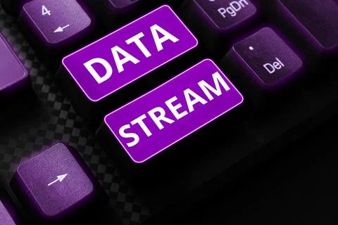 Handwriting text Data Stream. Word for sequence of digitally encoded coherent Stock Photos