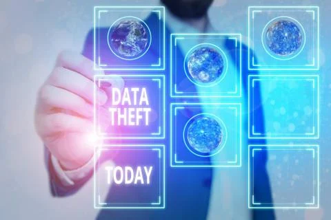 Handwriting text Data Theft. Concept meaning illegal transfer of any information 库存照片