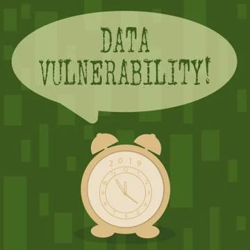 Handwriting text Data Vulnerability. Concept meaning weakness of a data which Stock Illustration
