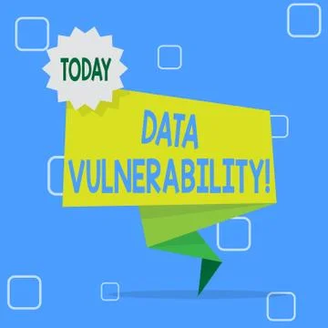 Handwriting text Data Vulnerability. Concept meaning weakness of a data which Stock Illustration