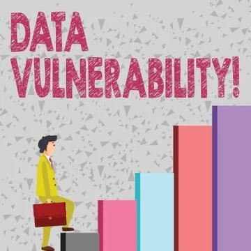 Handwriting text Data Vulnerability. Concept meaning weakness of a data which Stock Illustration