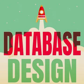 Handwriting text Database Design. Conceptual photo organisation of data Stock Illustration