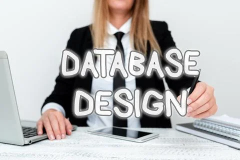 Handwriting text Database Design. Word for organisation of data according to a 스톡 사진